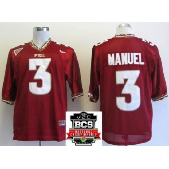 Florida State Seminoles (FSU) 3 E.J Manuel Red College Football NCAA Jersey 2014 Vizio BCS National Championship Game Patch Florida State Seminoles (FSU) 3 E.J Manuel Red College Football NCAA Jersey 2014 Vizio BCS National Championship Game Patch