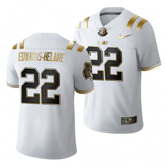 Lsu Tigers Clyde Edwards Helaire Golden Edition Limited Nfl White Jersey Lsu Tigers Clyde Edwards Helaire Golden Edition Limited Nfl White Jersey
