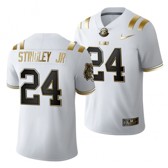 Lsu Tigers Derek Stingley Jr. 2021 22 Golden Edition Limited Football White Jersey Lsu Tigers Derek Stingley Jr. 2021 22 Golden Edition Limited Football White Jersey