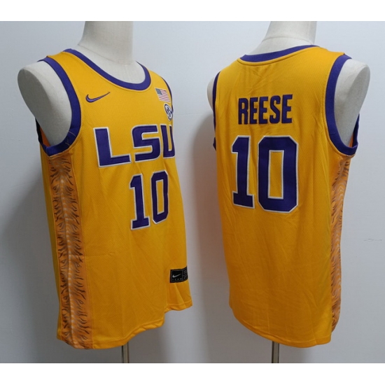 Men LSU Tigers #10 Angel Reese Yellow Baseball Stitched NCAA Jersey Men LSU Tigers #10 Angel Reese Yellow Baseball Stitched NCAA Jersey