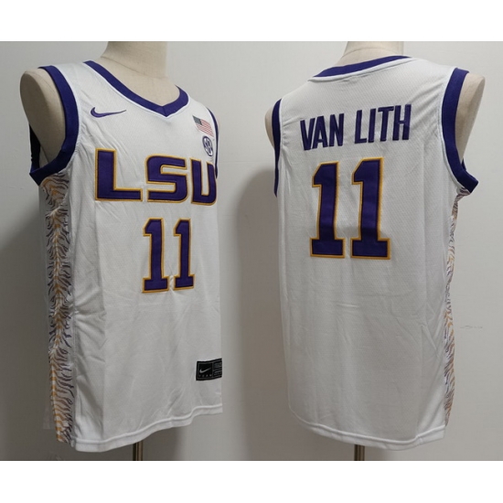 Men LSU Tigers #11 Hailey Van Lith White Baseball Stitched NCAA Jersey Men LSU Tigers #11 Hailey Van Lith White Baseball Stitched NCAA Jersey