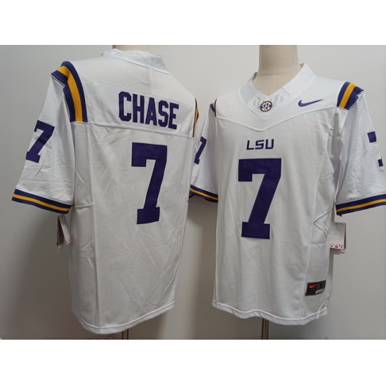 Men LSU Tigers #7 Ja'Marr Chase White F U S E Stitched NCAA Jersey Men LSU Tigers #7 Ja'Marr Chase White F U S E Stitched NCAA Jersey