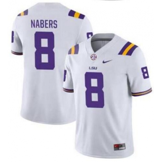 Men LSU Tigers Malik Nabers #8 White Stitched NCAA Jersey Men LSU Tigers Malik Nabers #8 White Stitched NCAA Jersey