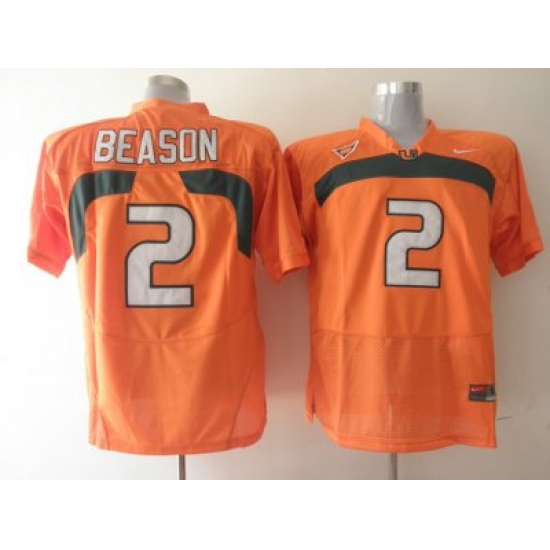 Hurricanes #2 Jon Beason Orange Embroidered NCAA Jerseys
