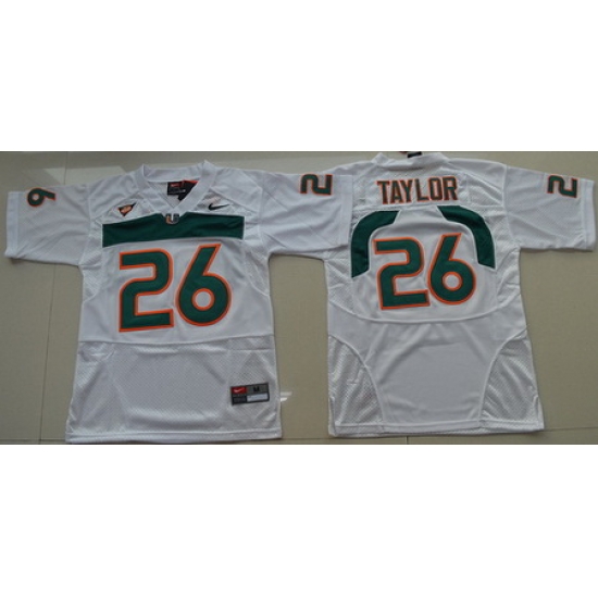 Hurricanes #26 Sean Taylor White Embroidered Youth NCAA Jerseys Hurricanes #26 Sean Taylor White Embroidered Youth NCAA Jerseys