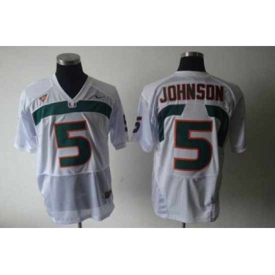 Hurricanes #5 Andre Johnson White Embroidered NCAA Jerseys Hurricanes #5 Andre Johnson White Embroidered NCAA Jerseys