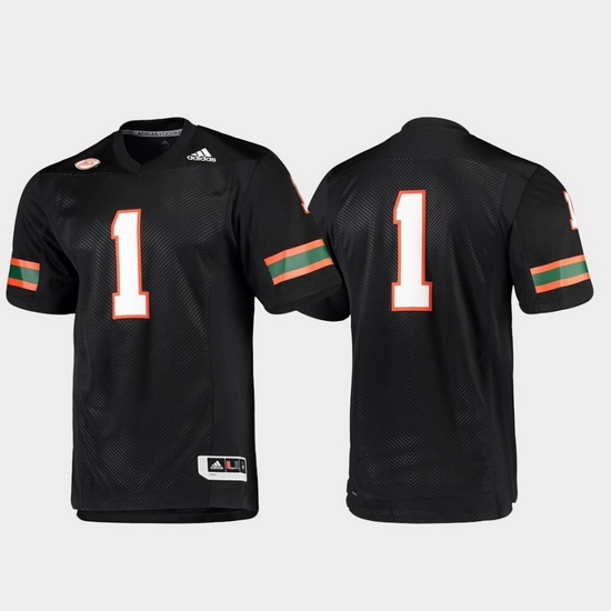 Men Miami Hurricanes 1 Black Premier Football Jersey Men Miami Hurricanes 1 Black Premier Football Jersey