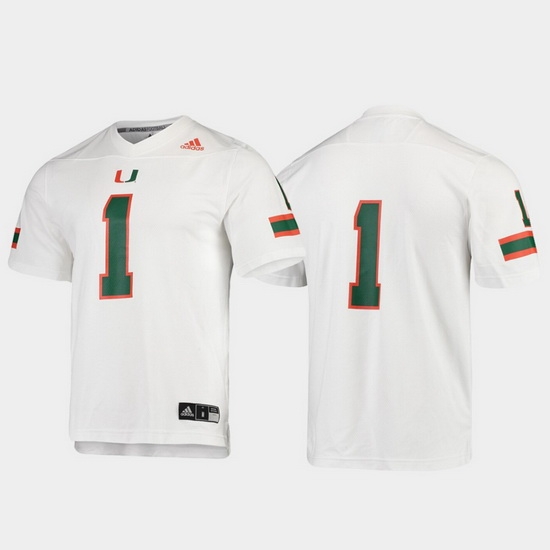 Men Miami Hurricanes 1 White Replica Football Jersey Men Miami Hurricanes 1 White Replica Football Jersey