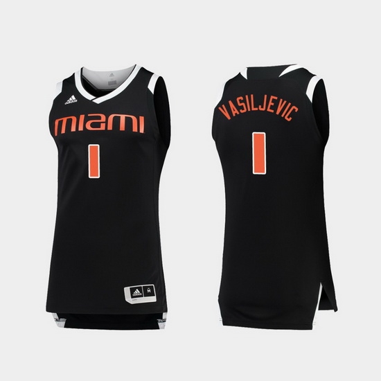 Men Miami Hurricanes Dejan Vasiljevic Black White Chase College Basketball Jersey Men Miami Hurricanes Dejan Vasiljevic Black White Chase College Basketball Jersey