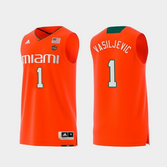 Men Miami Hurricanes Dejan Vasiljevic Orange Replica College Basketball Jersey Men Miami Hurricanes Dejan Vasiljevic Orange Replica College Basketball Jersey