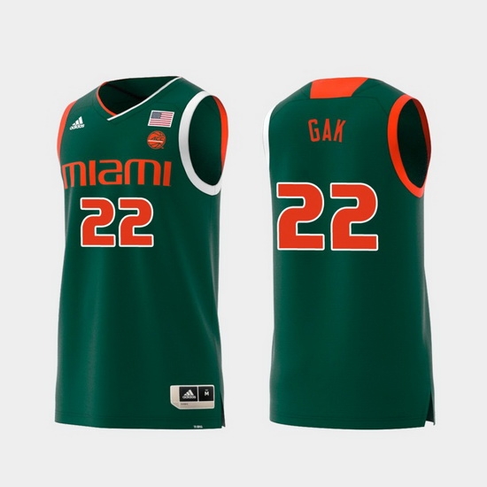 Men Miami Hurricanes Deng Gak Green Replica College Basketball Jersey Men Miami Hurricanes Deng Gak Green Replica College Basketball Jersey