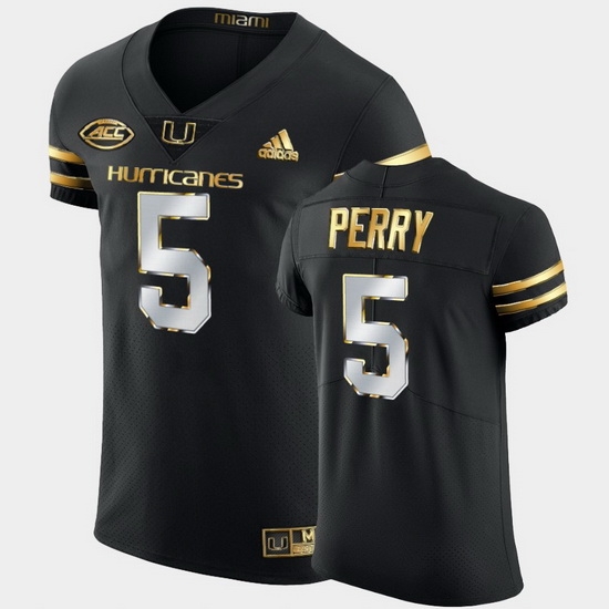 Men Miami Hurricanes N'Kosi Perry Golden Edition Black Authentic Jersey Men Miami Hurricanes N'Kosi Perry Golden Edition Black Authentic Jersey
