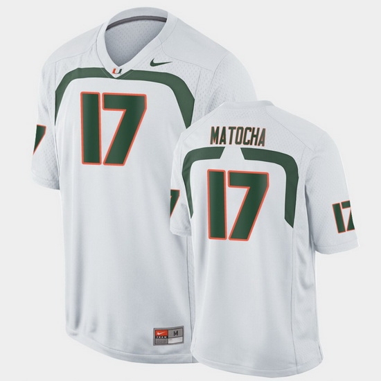 Men Miami Hurricanes Peyton Matocha Game White College Football Jersey Men Miami Hurricanes Peyton Matocha Game White College Football Jersey