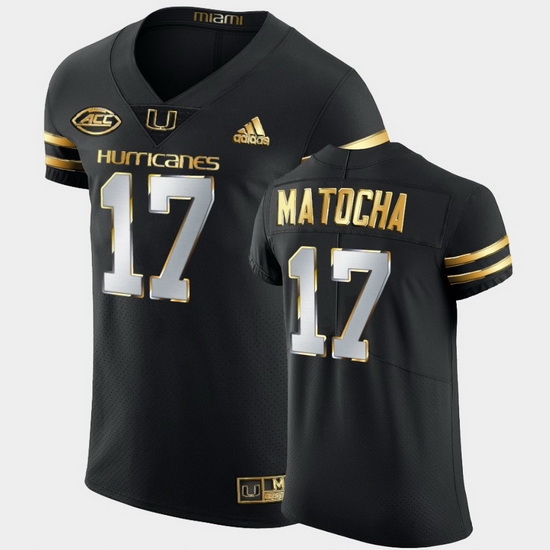 Men Miami Hurricanes Peyton Matocha Golden Edition Black Authentic Jersey Men Miami Hurricanes Peyton Matocha Golden Edition Black Authentic Jersey