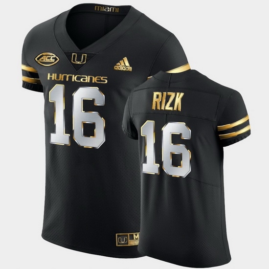 Men Miami Hurricanes Ryan Rizk Golden Edition Black Authentic Jersey Men Miami Hurricanes Ryan Rizk Golden Edition Black Authentic Jersey