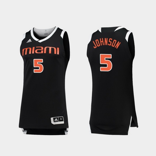 Men Miami Hurricanes Zach Johnson Black White Chase College Basketball Jersey Men Miami Hurricanes Zach Johnson Black White Chase College Basketball Jersey