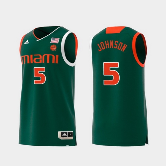 Men Miami Hurricanes Zach Johnson Green Replica College Basketball Jersey Men Miami Hurricanes Zach Johnson Green Replica College Basketball Jersey