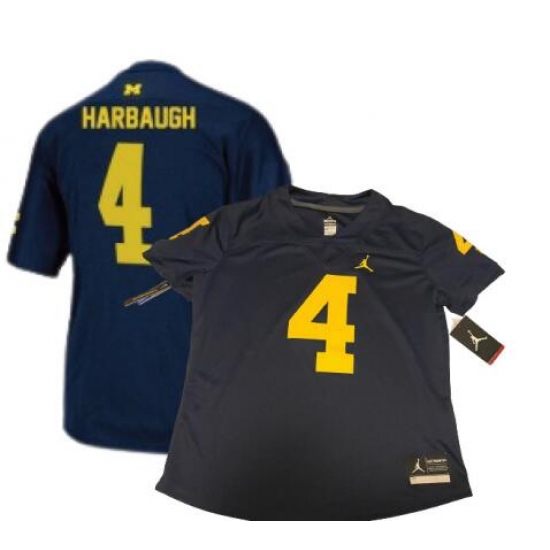 Men Jordan Michigan Wolverines #4 Jim Harbaugh Navy Blue College Football Jerseys Men Jordan Michigan Wolverines #4 Jim Harbaugh Navy Blue College Football Jerseys