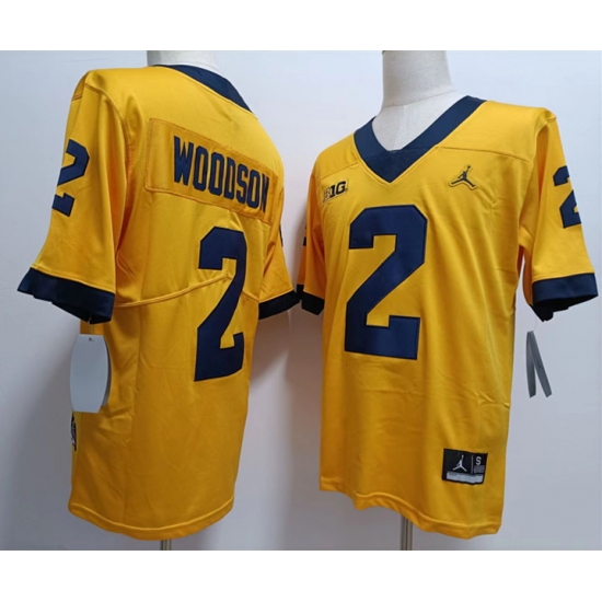 Men Michigan Wolverines #2 Charles Woodson Yellow Jordan Brand College Football Jersey Men Michigan Wolverines #2 Charles Woodson Yellow Jordan Brand College Football Jersey
