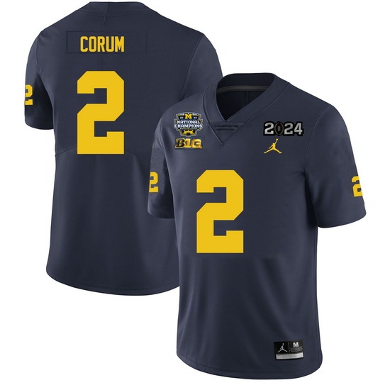 Men Michigan Wolverines Blake Corum #2 Navy High School F U S E Stitched 2024 National Champions Jersey Men Michigan Wolverines Blake Corum #2 Navy High School F U S E Stitched 2024 National Champions Jersey