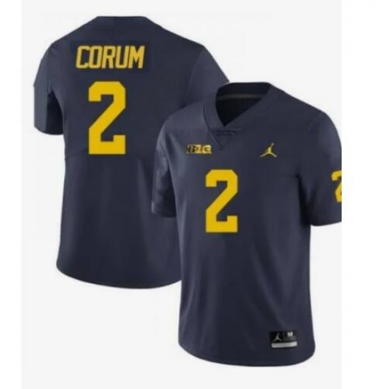 Men Michigan Wolverines Blake Corum #2 Navy High School Jersey Men Michigan Wolverines Blake Corum #2 Navy High School Jersey