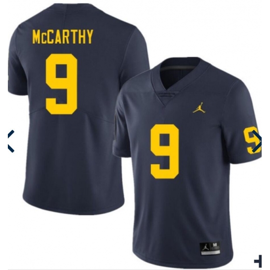 Men Michigan Wolverines J.J. McCarthy #9 Navy High School Jersey Men Michigan Wolverines J.J. McCarthy #9 Navy High School Jersey
