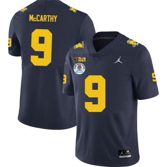 Men Michigan Wolverines J.J. Mccarthy Maize #9 College Football Navy Rose Bowl Jersey Men Michigan Wolverines J.J. Mccarthy Maize #9 College Football Navy Rose Bowl Jersey