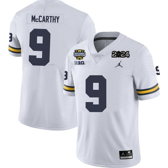 Men Michigan Wolverines J.J. Mccarthy Maize #9 College Football White 2024 National Champions Jersey Men Michigan Wolverines J.J. Mccarthy Maize #9 College Football White 2024 National Champions Jersey