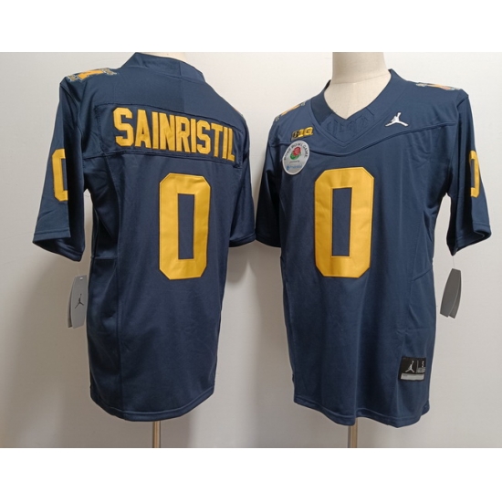 Men Michigan Wolverines Mike Sainristil #0 Navy Blue F U S E Stitched Jersey Men Michigan Wolverines Mike Sainristil #0 Navy Blue F U S E Stitched Jersey