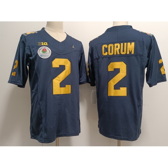 Men Women Youth Michigan Wolverines Blake Corum #2 Navy High School F U S E Stitched Rose Bowl Jersey Men Women Youth Michigan Wolverines Blake Corum #2 Navy High School F U S E Stitched Rose Bowl Jersey