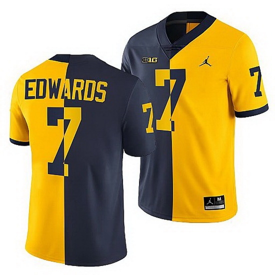 Michigan Wolverines 2021 22 Donovan Edwards Navy Maize Split Edition College Football Jersey Michigan Wolverines 2021 22 Donovan Edwards Navy Maize Split Edition College Football Jersey