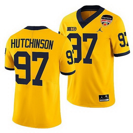Michigan Wolverines Aidan Hutchinson Maize 2021 Orange Bowl Playoffs Limited Jersey Michigan Wolverines Aidan Hutchinson Maize 2021 Orange Bowl Playoffs Limited Jersey