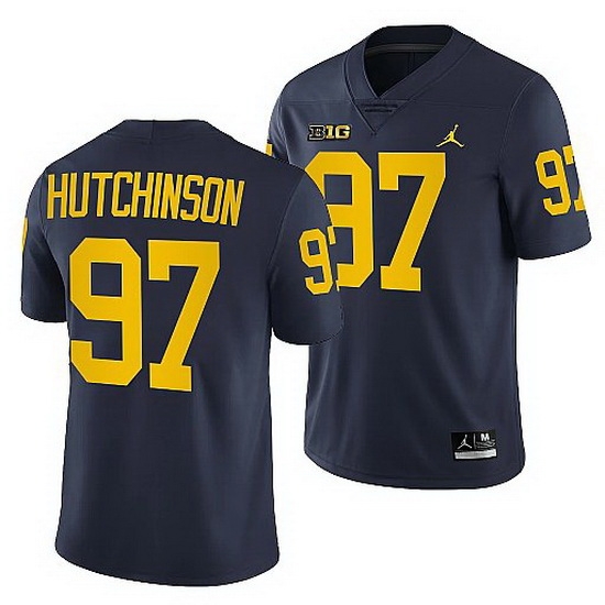 Michigan Wolverines Aidan Hutchinson Navy Home Men'S Jersey Michigan Wolverines Aidan Hutchinson Navy Home Men'S Jersey