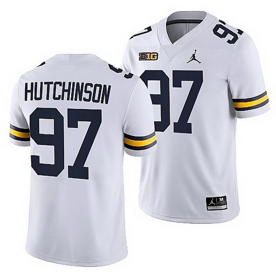 Michigan Wolverines Aidan Hutchinson White College Football Men Jersey Michigan Wolverines Aidan Hutchinson White College Football Men Jersey