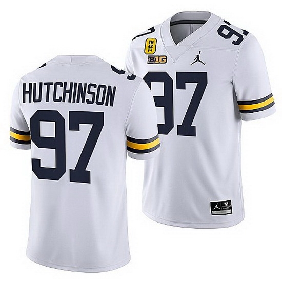 Michigan Wolverines Aidan Hutchinson White Tm 42 Patch Honor Tate Myre Jersey Michigan Wolverines Aidan Hutchinson White Tm 42 Patch Honor Tate Myre Jersey