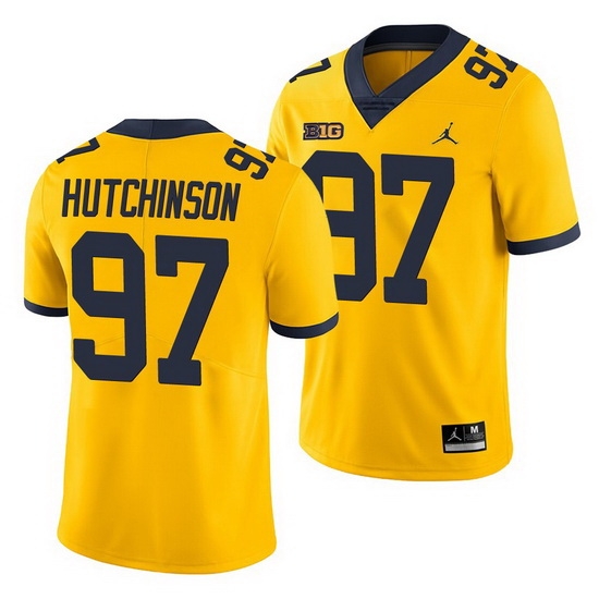 Michigan Wolverines Aidan Hutchinson Yellow Game Men'S Jersey Michigan Wolverines Aidan Hutchinson Yellow Game Men'S Jersey