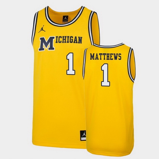 Michigan Wolverines Charles Matthews Maize Replica Men'S Jersey Michigan Wolverines Charles Matthews Maize Replica Men'S Jersey