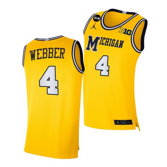 Michigan Wolverines Chris Webber Yellow Blm Social Justice Jersey Michigan Wolverines Chris Webber Yellow Blm Social Justice Jersey