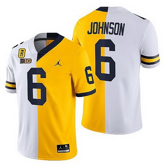 Michigan Wolverines Cornelius Johnson White Maize Tm 42 Patch Split Limited Edition Jersey Michigan Wolverines Cornelius Johnson White Maize Tm 42 Patch Split Limited Edition Jersey