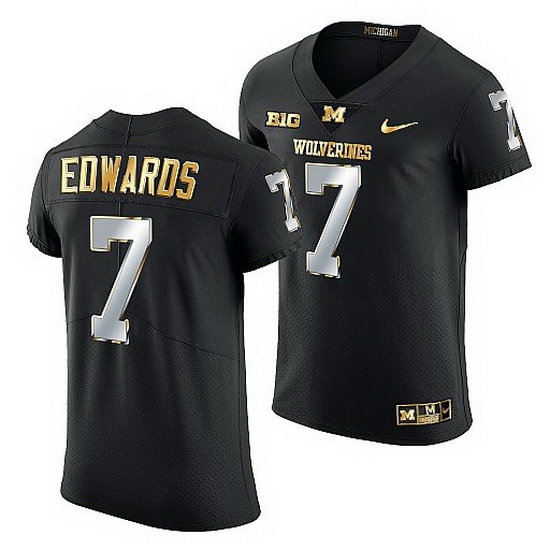 Michigan Wolverines Donovan Edwards 2021 22 Golden Edition Elite Football Black Jersey Michigan Wolverines Donovan Edwards 2021 22 Golden Edition Elite Football Black Jersey