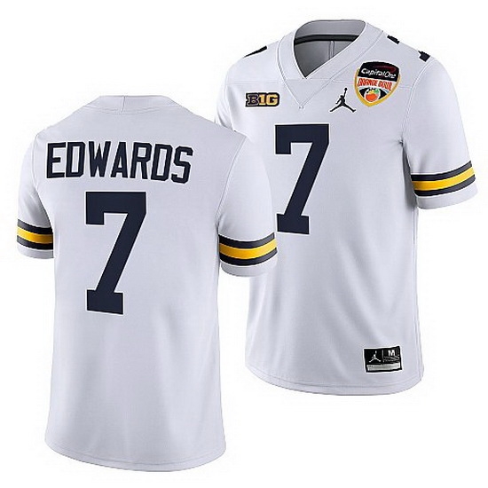 Michigan Wolverines Donovan Edwards White 2021 Orange Bowl College Football Playoff Jersey Michigan Wolverines Donovan Edwards White 2021 Orange Bowl College Football Playoff Jersey