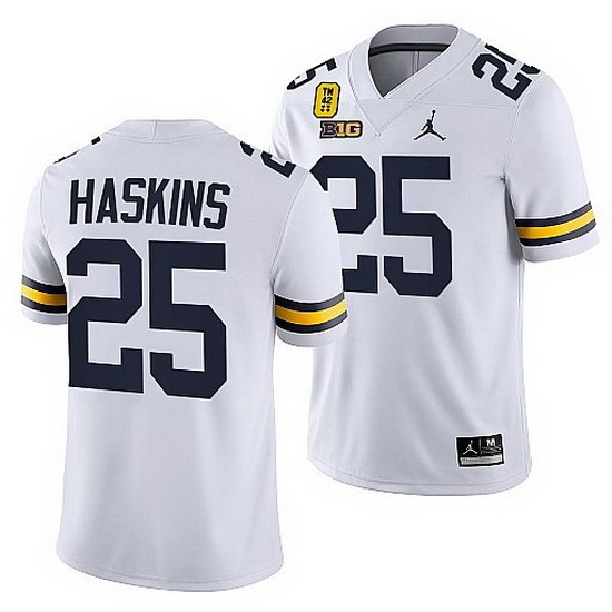 Michigan Wolverines Hassan Haskins White Tm 42 Patch Honor Tate Myre Jersey Michigan Wolverines Hassan Haskins White Tm 42 Patch Honor Tate Myre Jersey