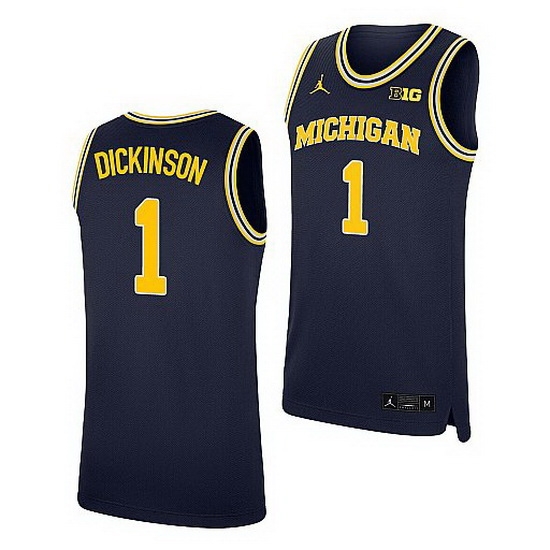 Michigan Wolverines Hunter Dickinson Navy Replica College Basketball Jersey Michigan Wolverines Hunter Dickinson Navy Replica College Basketball Jersey