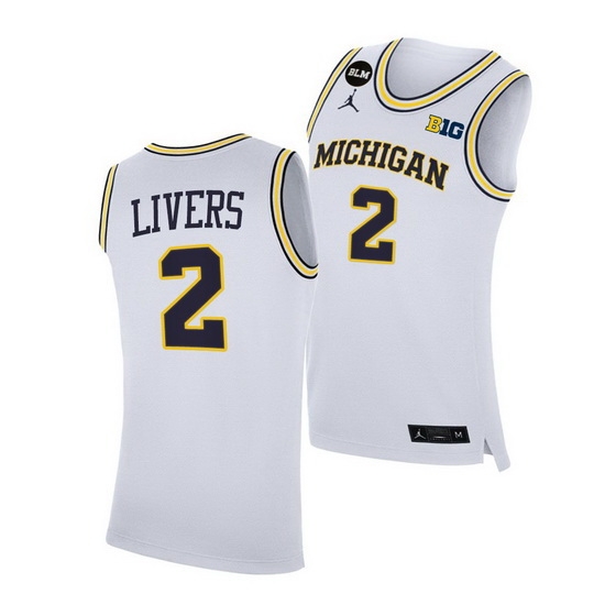 Michigan Wolverines Isaiah Livers 2021 Big Ten Regular Season Champions Blm White Jersey Michigan Wolverines Isaiah Livers 2021 Big Ten Regular Season Champions Blm White Jersey