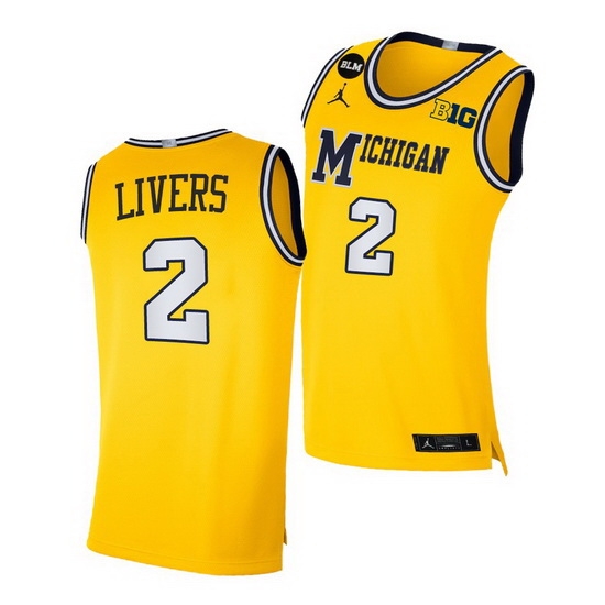 Michigan Wolverines Isaiah Livers Yellow Blm Social Justice Men Jersey Michigan Wolverines Isaiah Livers Yellow Blm Social Justice Men Jersey
