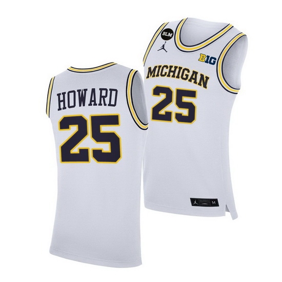 Michigan Wolverines Jace Howard 2021 Big Ten Regular Season Champions Blm White Jersey Michigan Wolverines Jace Howard 2021 Big Ten Regular Season Champions Blm White Jersey