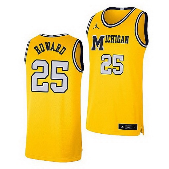 Michigan Wolverines Jace Howard Maize Retro Limited Basketball Jersey Michigan Wolverines Jace Howard Maize Retro Limited Basketball Jersey