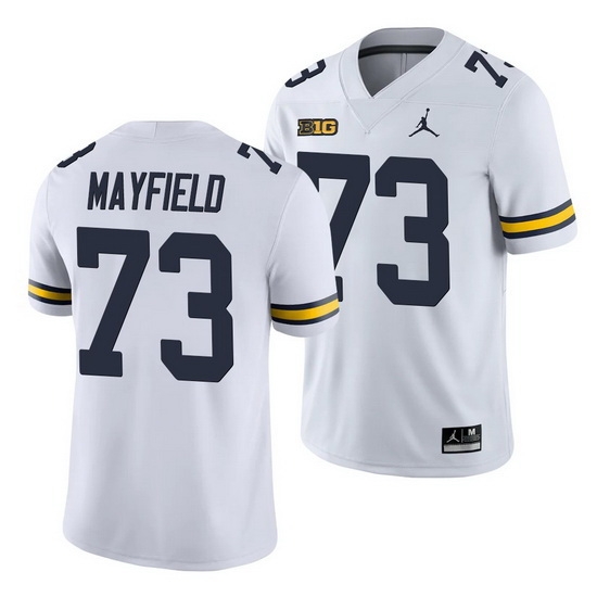 Michigan Wolverines Jalen Mayfield White Game College Football Jersey Michigan Wolverines Jalen Mayfield White Game College Football Jersey
