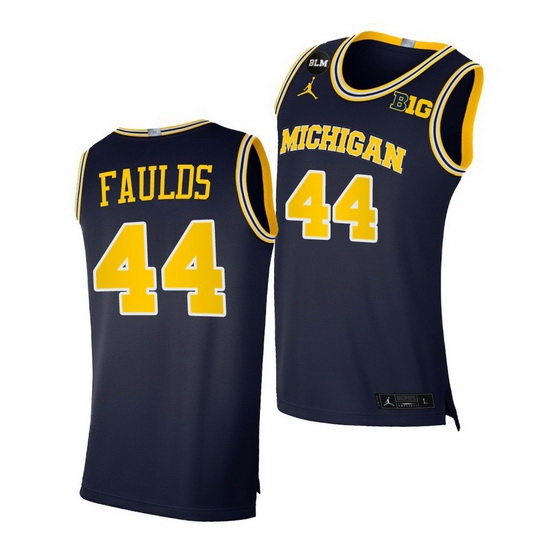 Michigan Wolverines Jaron Faulds 2021 Big Ten Regular Season Champions Blm Navy Jersey Michigan Wolverines Jaron Faulds 2021 Big Ten Regular Season Champions Blm Navy Jersey