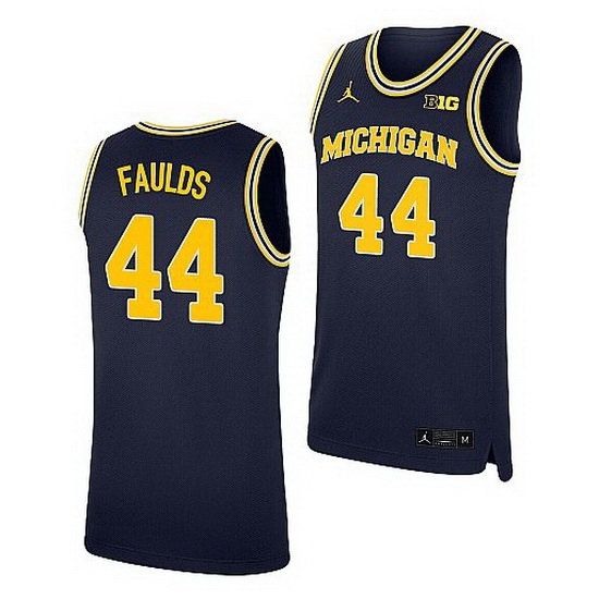 Michigan Wolverines Jaron Faulds Navy Replica College Basketball Jersey Michigan Wolverines Jaron Faulds Navy Replica College Basketball Jersey